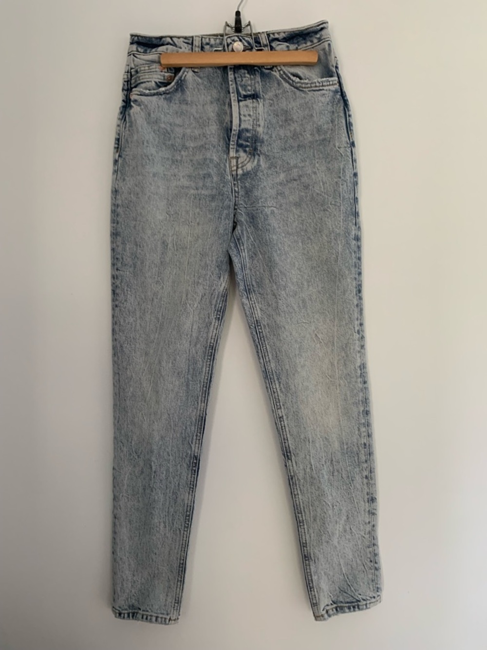 Acid Wash High-Rise Straight Free People Jeans